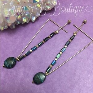 ✨🆕Handmade 18k Jasper & Hematite Threader Earrings✨